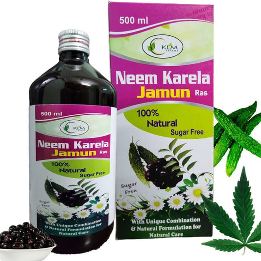 klm pharma KLM NEEM KARELA JAMUN RAS || 500ml 100% Natural || Sugar Free (500 ml)