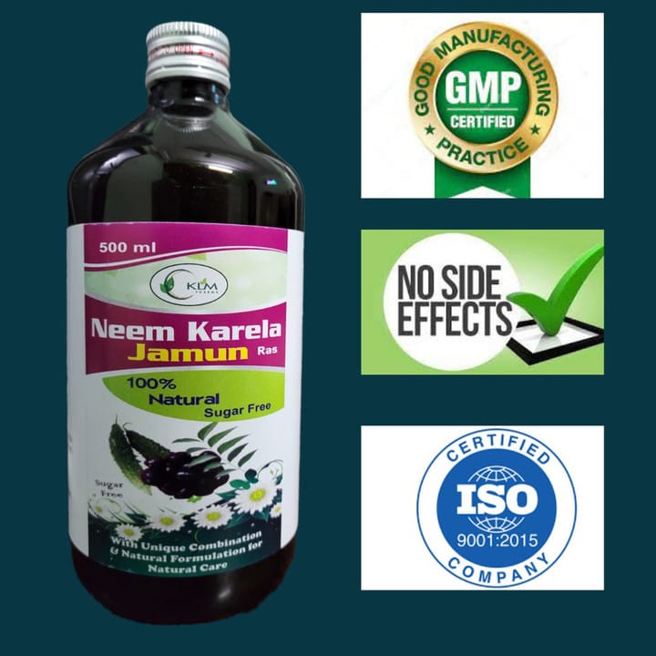 klm pharma KLM NEEM KARELA JAMUN RAS || 500ml 100% Natural || Sugar Free (500 ml)